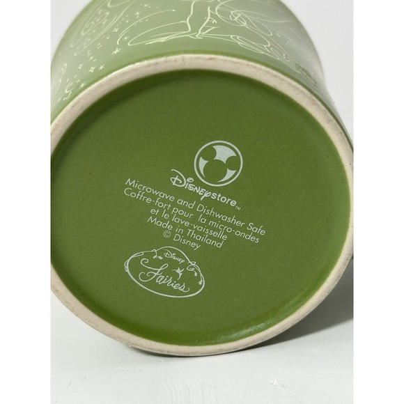 Disney Store Tinker Bell Green Ceramic Coffee Mug Disney Fairies Swirls Stars - Picture 6 of 6